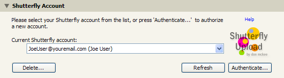 Shutterfly account settings